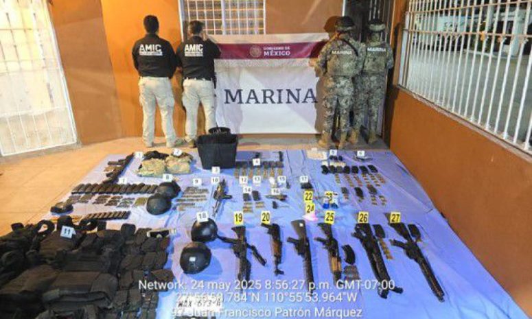 Con arsenal y drogas caen 9 presuntos pistoleros de Los Salazar en Sonora